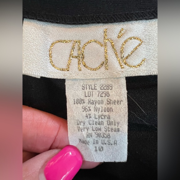 Vintage Cache 💙💚🖤 Black Spandex Zip Skirt W/ Floral Sarong Size 10 90s 🖤💙💚 - Picture 9 of 12